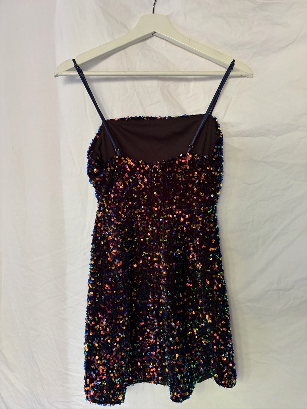 Hello Molly Multi-Color Sequin Mini Dress Sparkly Spaghetti Strap Party Size XS - Picture 6 of 15